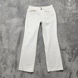 Vintage Talbots Jeans Womens 6 PETITE Cream Mid Rise Straight Leg Stretch Casual
